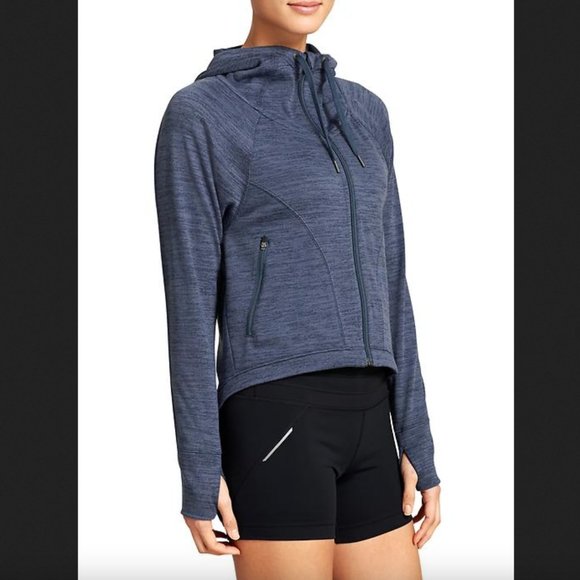 Athleta Techie Sweat Anorak in Navy Heather - Picture 2 of 10
